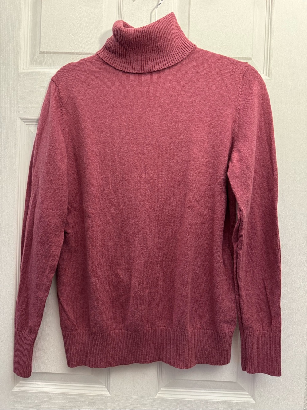 LL Bean Womens M Cotton Cashmere Turtleneck Sweater Dusty Rose Pink Pullover